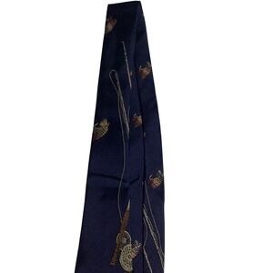 Windsor Silk Tie Mens Navy Blue Fly Fishing Rods Lures Sporting Novelty Silk Tie